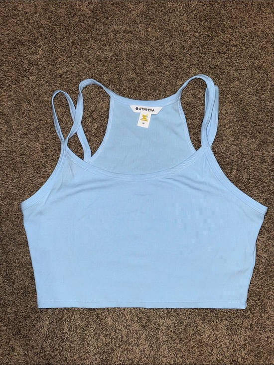 Athleta Tops - Athleta Baby Blue Ribbed Cropped Tank sz M NWOT